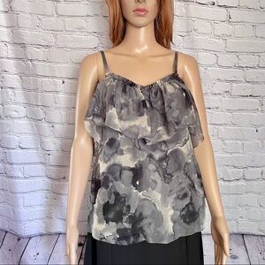 Rebecca Taylor Silk Strap Top Abstract Gray Size 0 US XS
